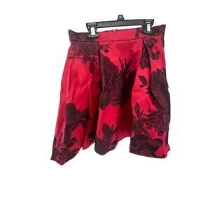 Jump Apparel Red Floral Pleated Mini Skirt Women's Size 7/8